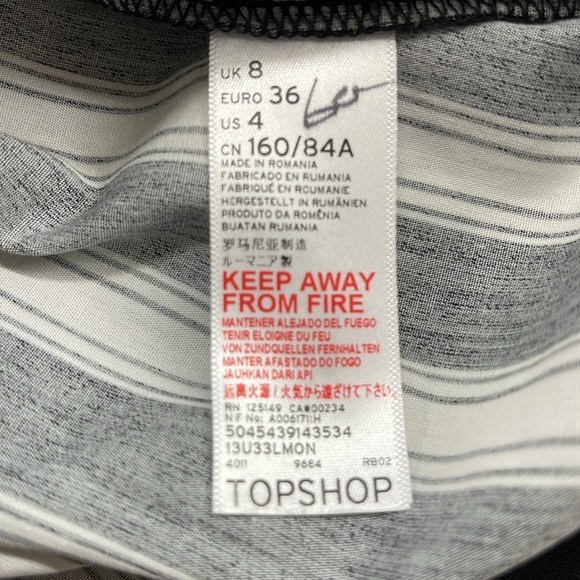 Topshop Black and White One Shoulder Popover Long Bow Tie Sleeve Top - Picture 12 of 13